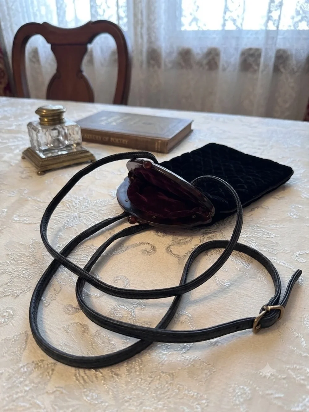 Elegant Black Velvet Crossbody Bag